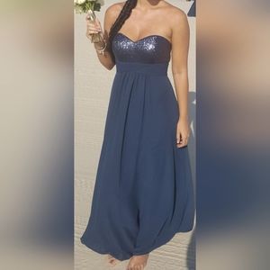 Christina Wu Navy Gown with Sequins! Worn Once Size 8